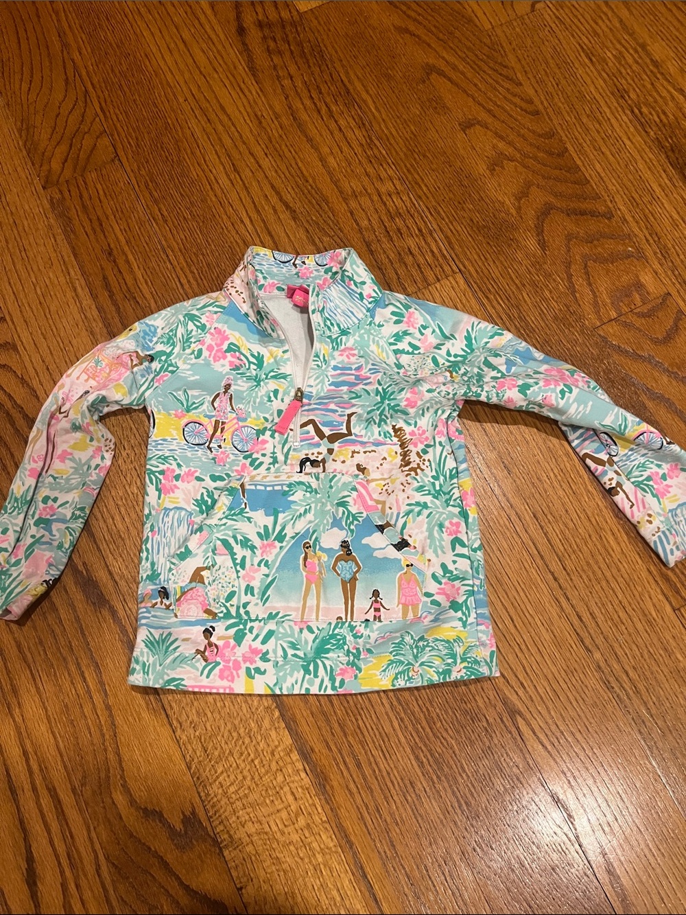 Girls Lily Pulitzer tropical Quarter-Zip Pullover size XS 2-3 long sleeve
